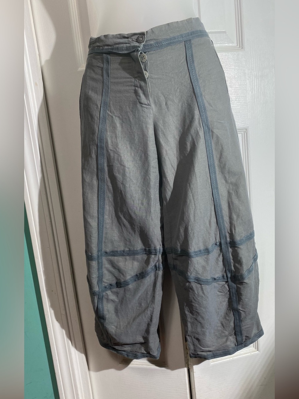 Emporio Armani Vintage Crop Pants Barrel Boho SMALL  Italy Linen Blend    AA21